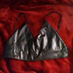 Faux leather bralette